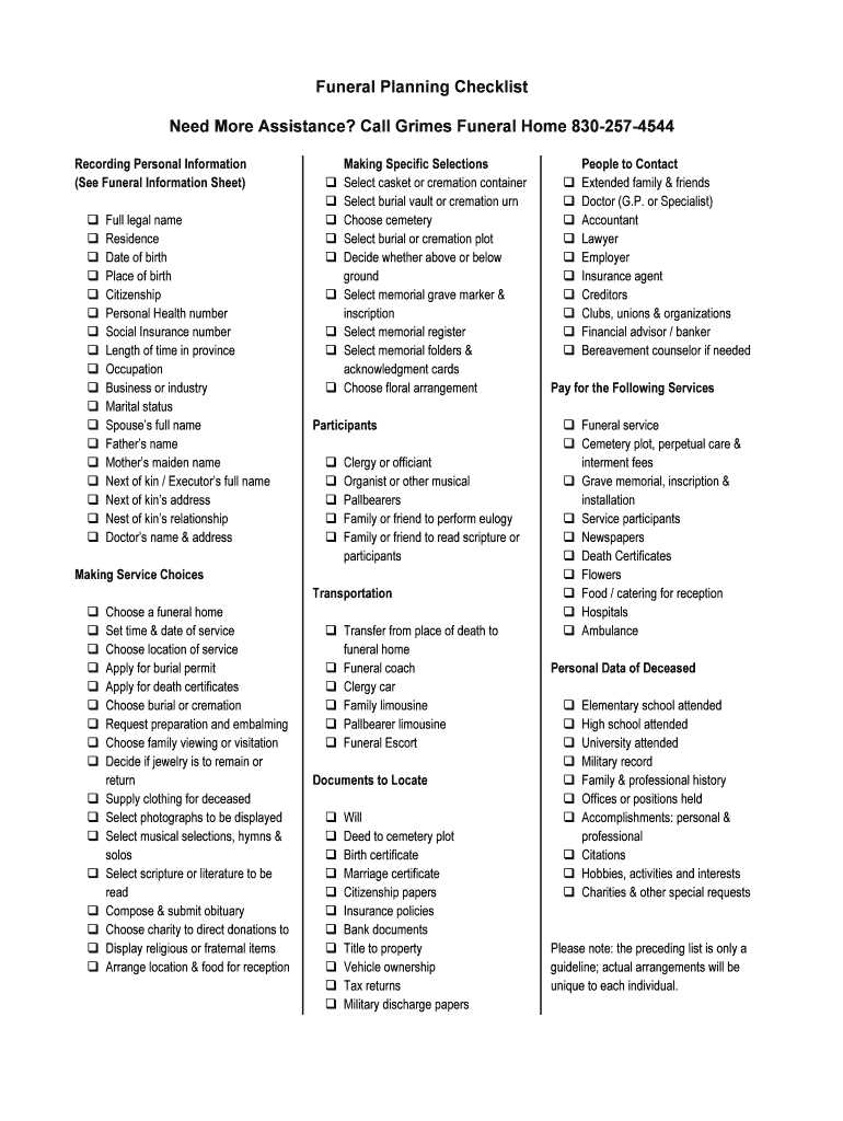 free printable end of life checklist free printable end of life checklist