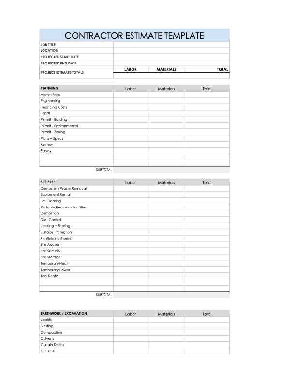 free printable estimate forms free printable estimate forms