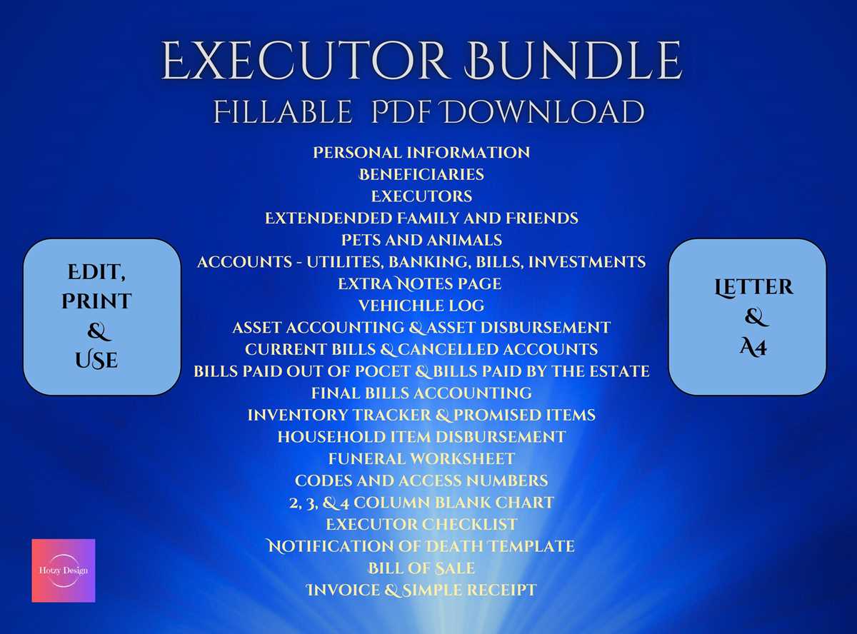 free printable executor checklist