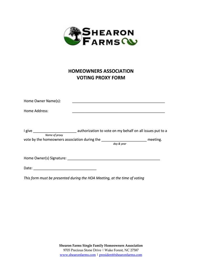 free printable hoa proxy form free printable hoa proxy form