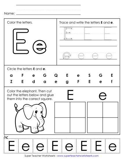 free printable letter e worksheets for preschoolers