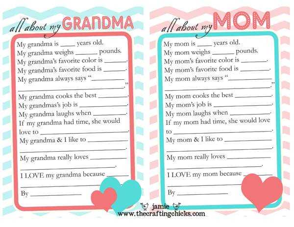 free printable mothers day questionnaire