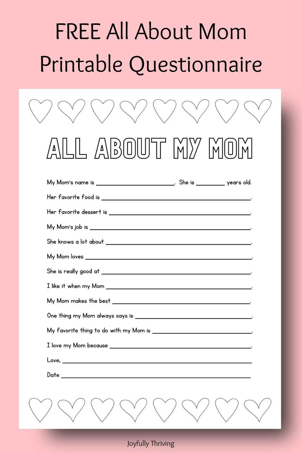 free printable mothers day questionnaire