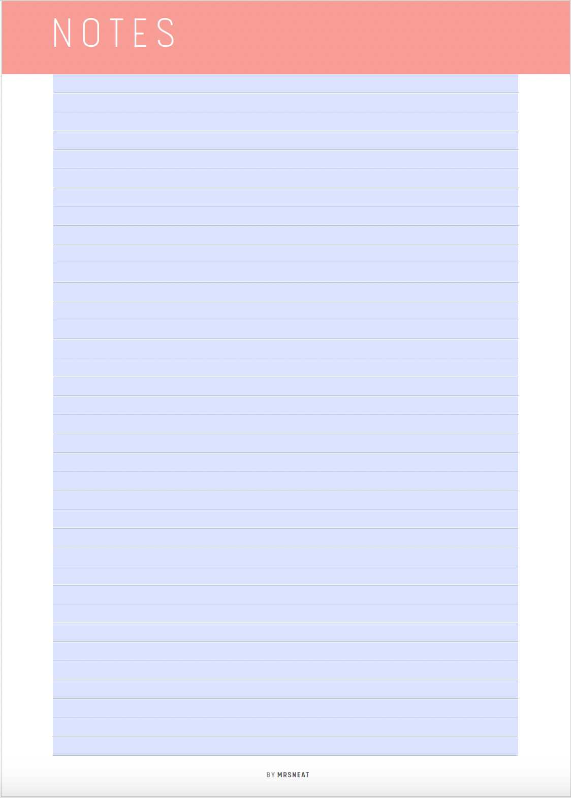 free printable notes page