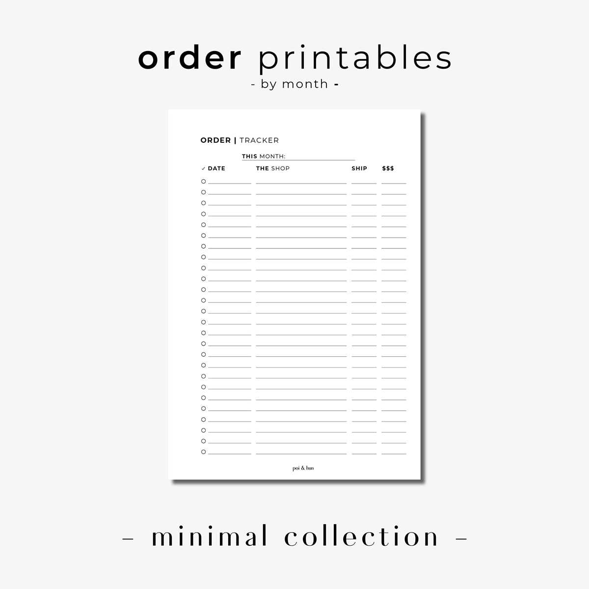 free printable order tracker
