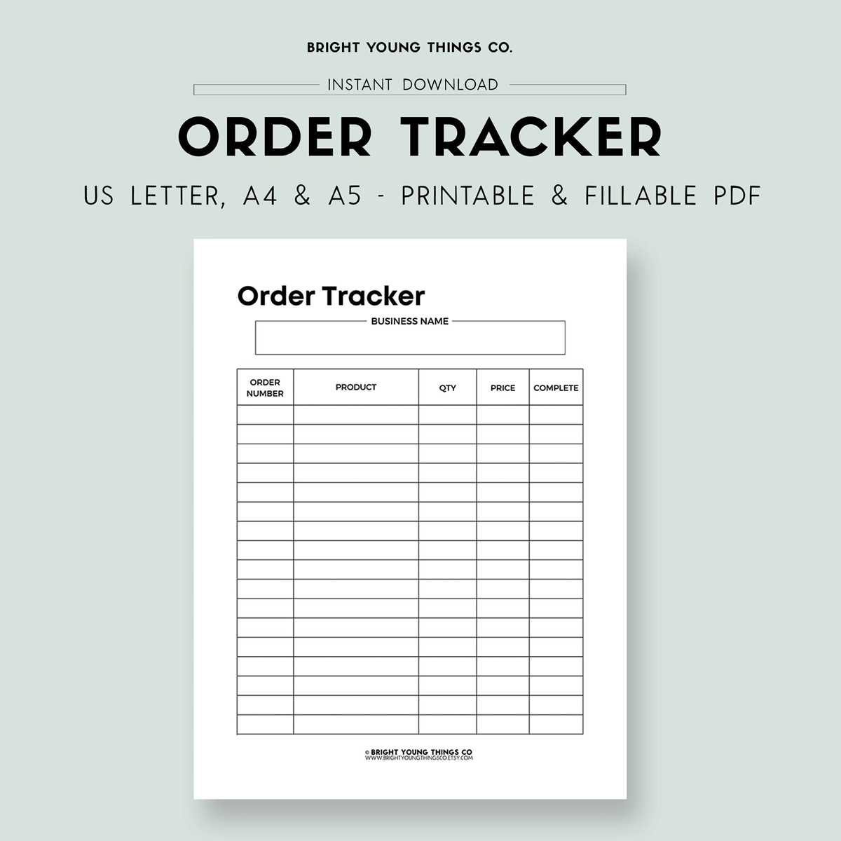 free printable order tracker