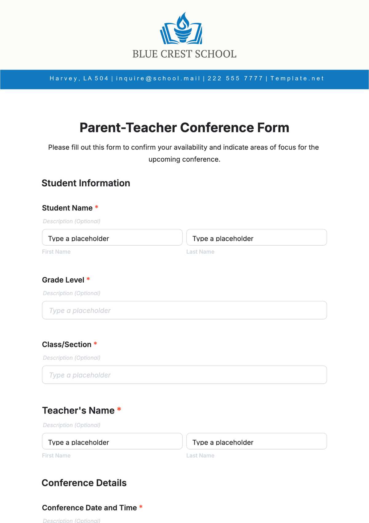 free printable parent teacher conference forms free printable parent teacher conference forms