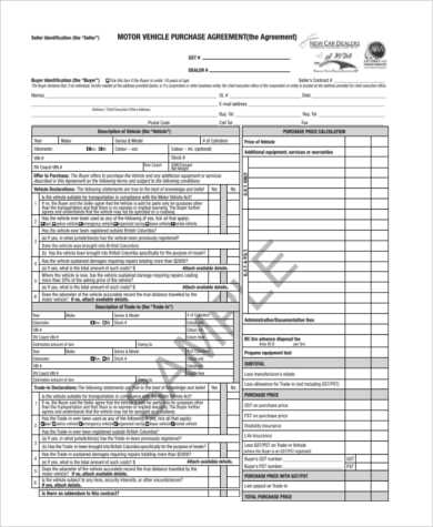 free printable purchase agreement