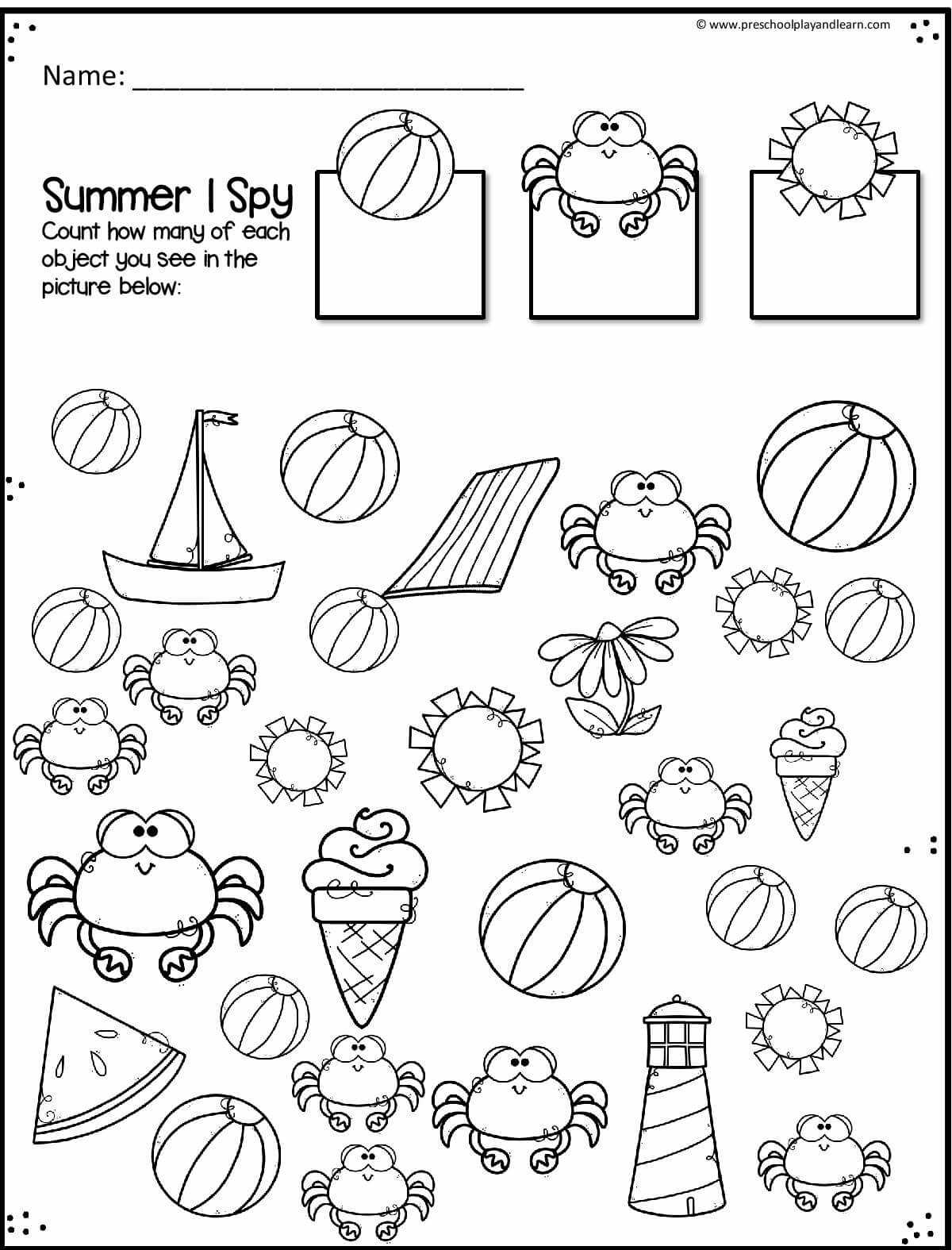 free printable summer activities for preschoolers