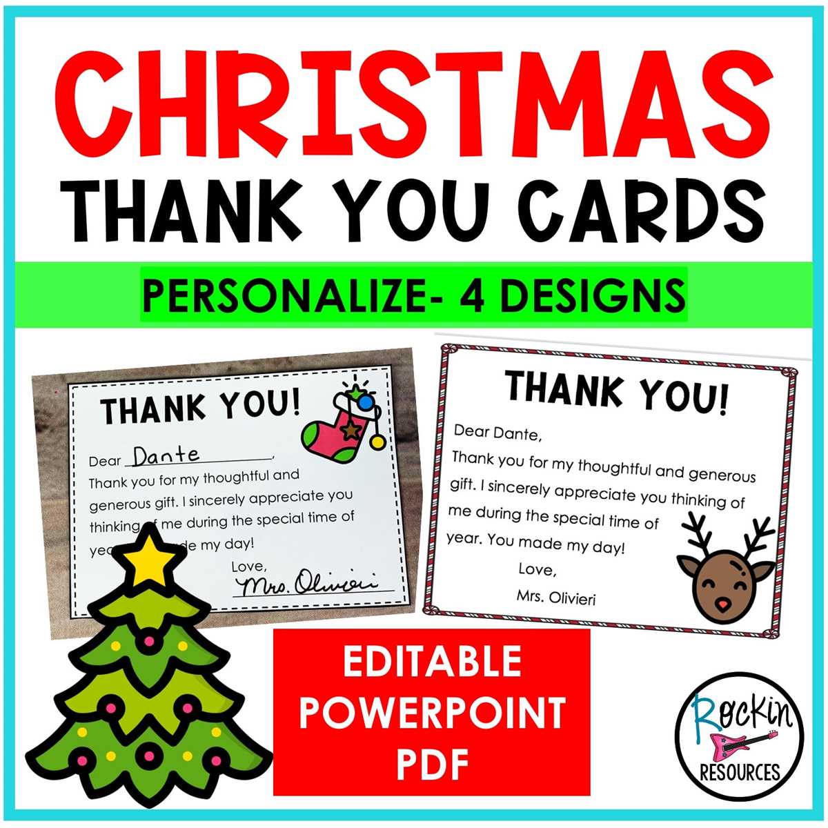 free printable thank you cards for christmas