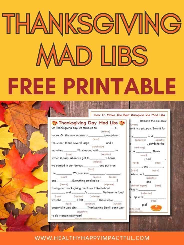 free printable thanksgiving mad libs