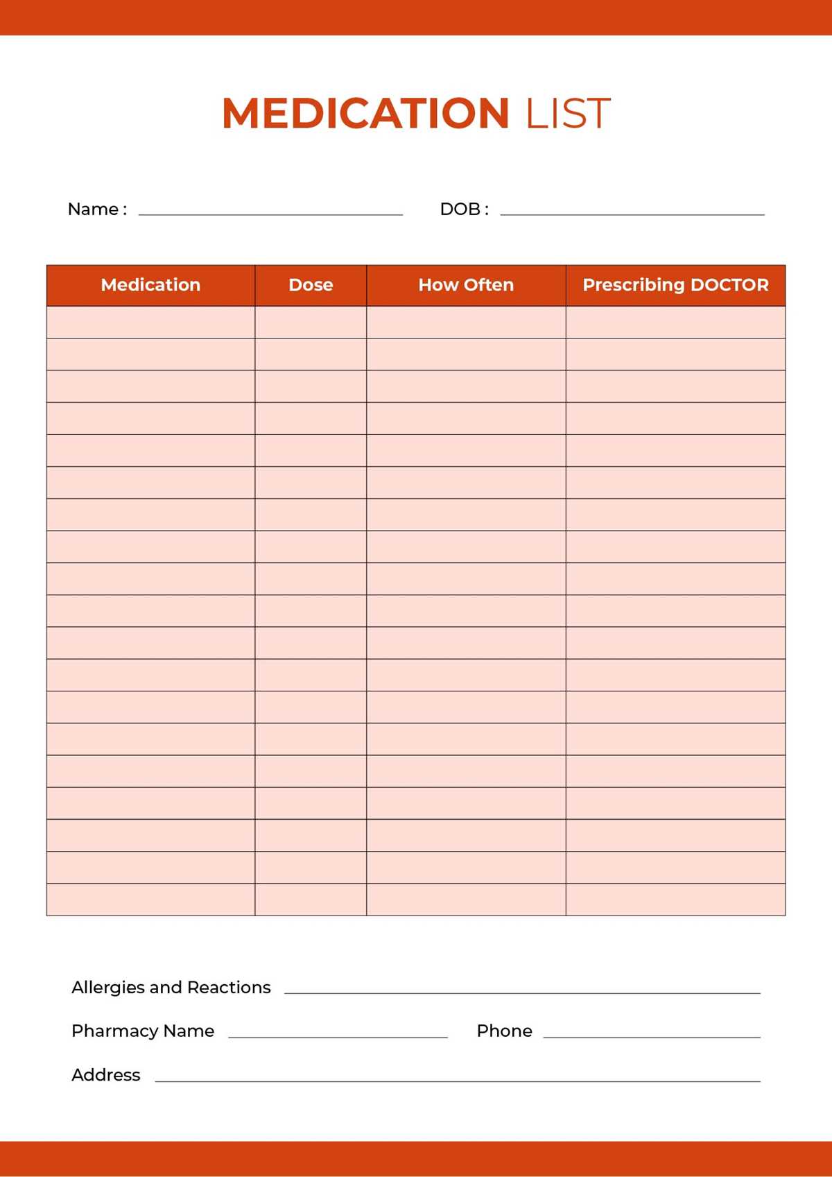 free printable wallet medication card