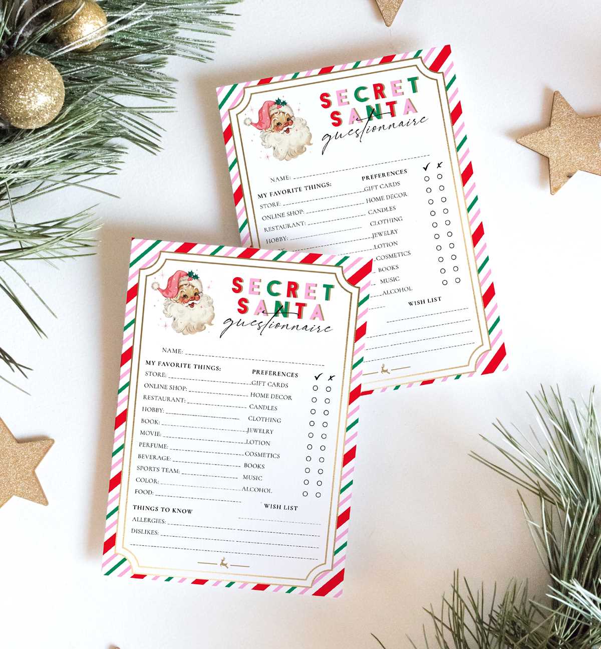 free printable work gift exchange secret santa questionnaire