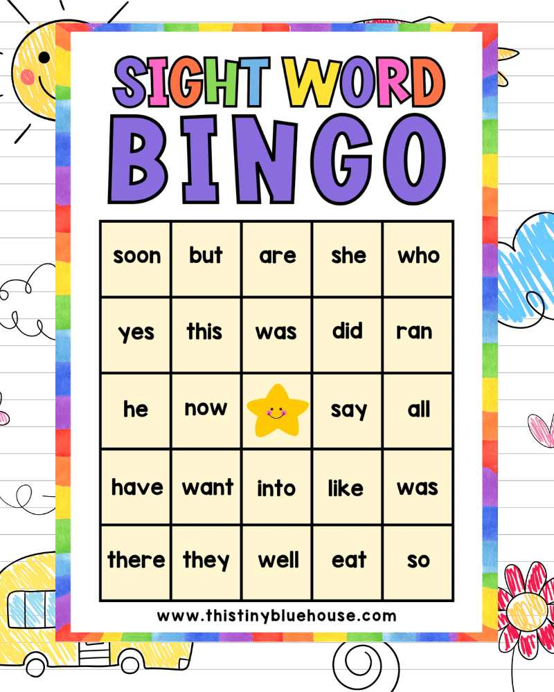 free sight word bingo printable