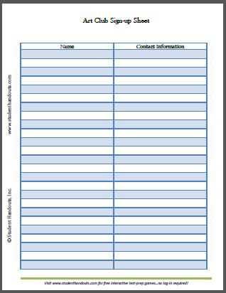 free sign up sheets printable free sign up sheets printable