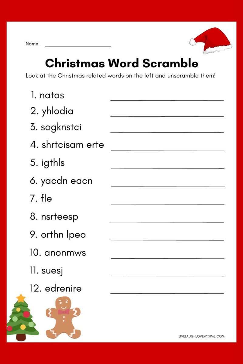 free word scramble printable