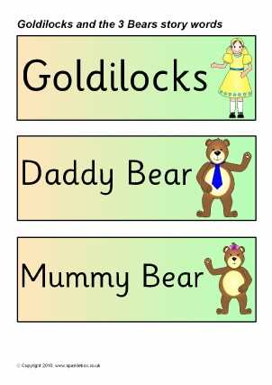 goldilocks and the three bears story printable