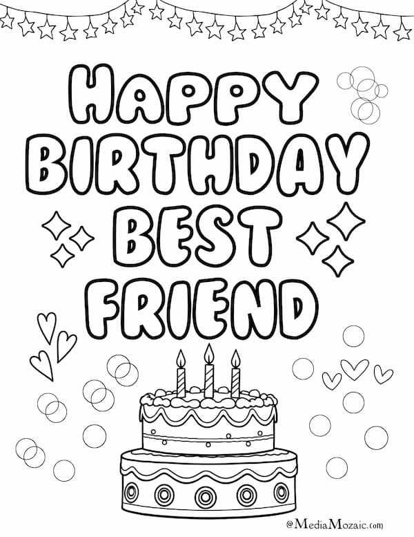 happy birthday coloring pages printable free