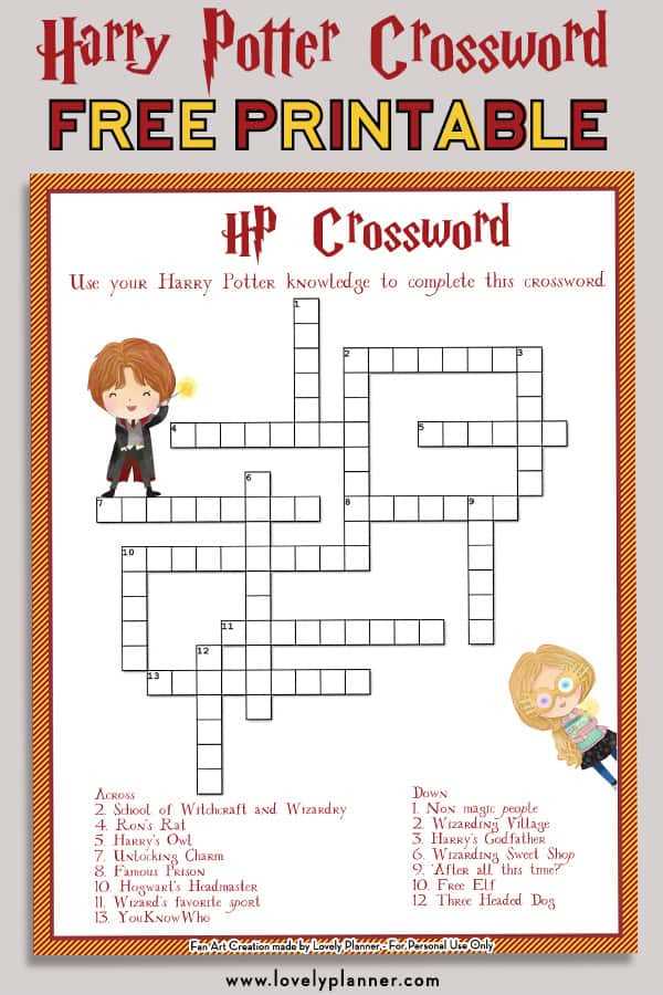 harry potter printable crossword harry potter printable crossword
