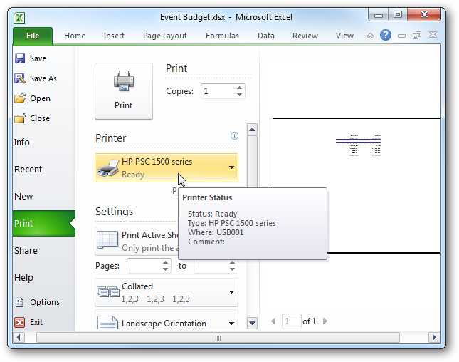 how to select printable area in excel