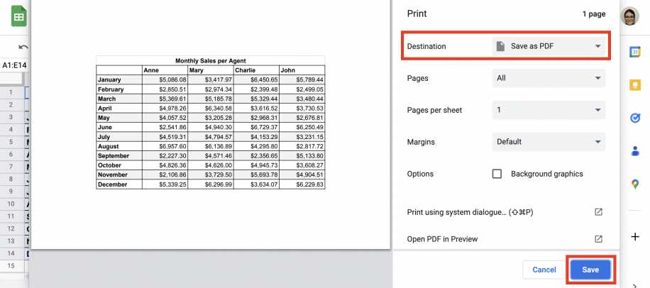 how to set printable area in google sheets