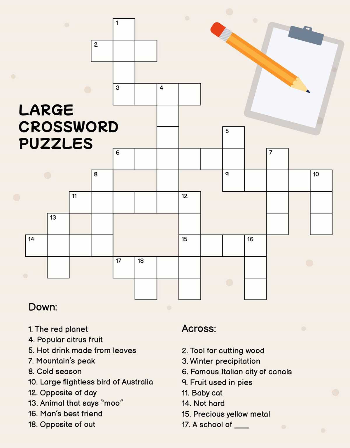 large printable crossword puzzles free large printable crossword puzzles free