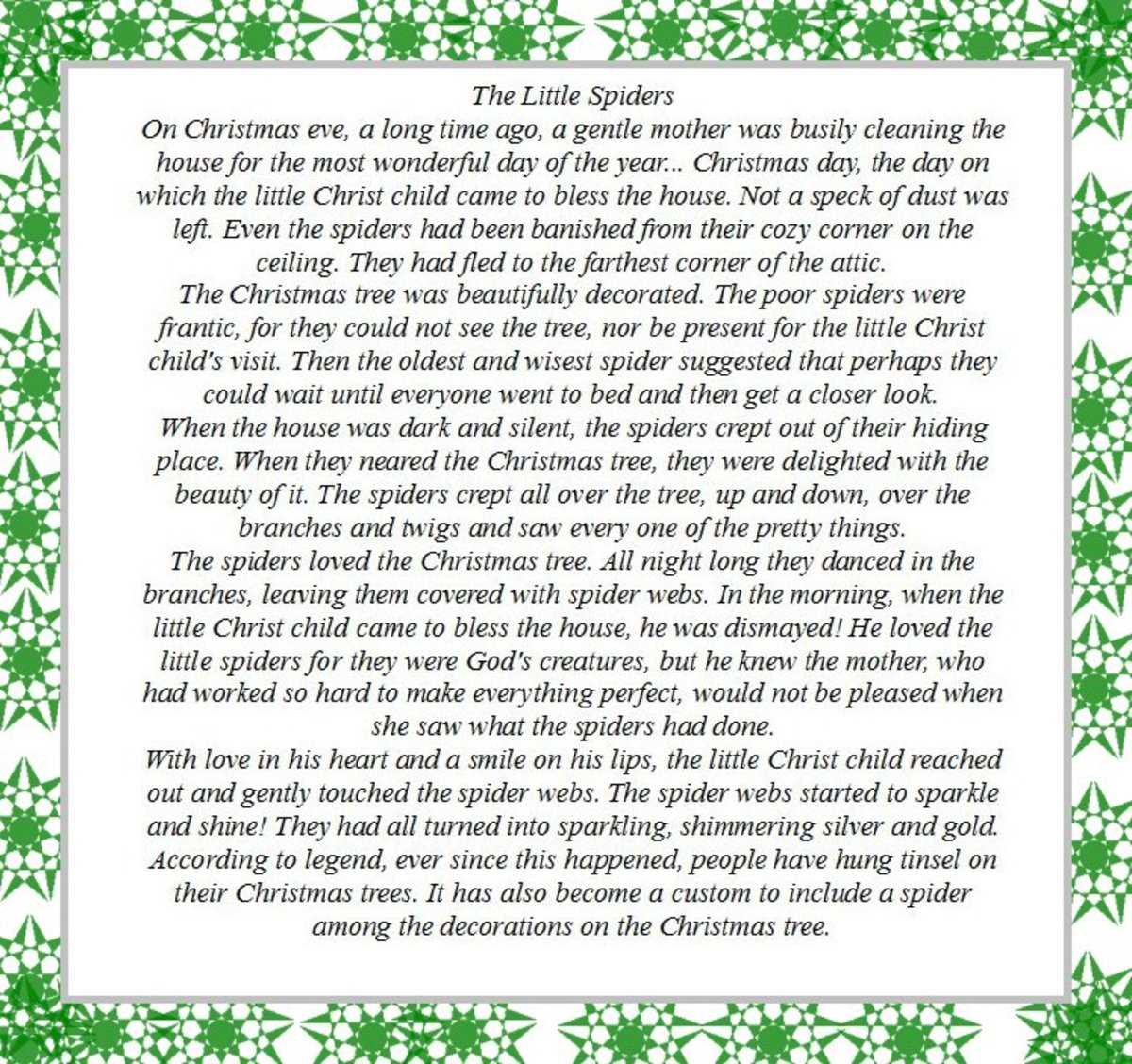 legend of the christmas spider printable