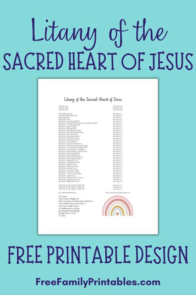 litany of the sacred heart of jesus printable litany of the sacred heart of jesus printable