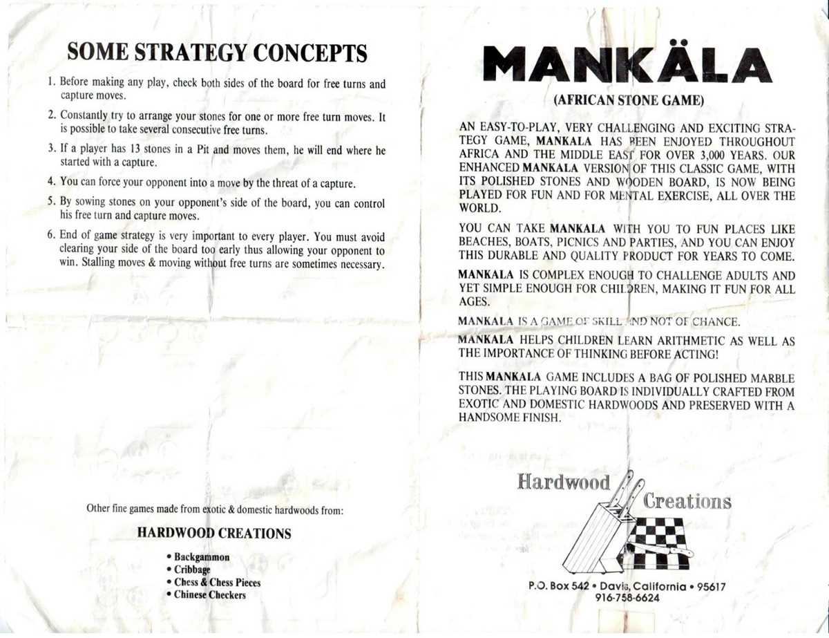 mancala rules printable
