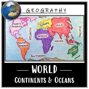 map of world continents and oceans printable