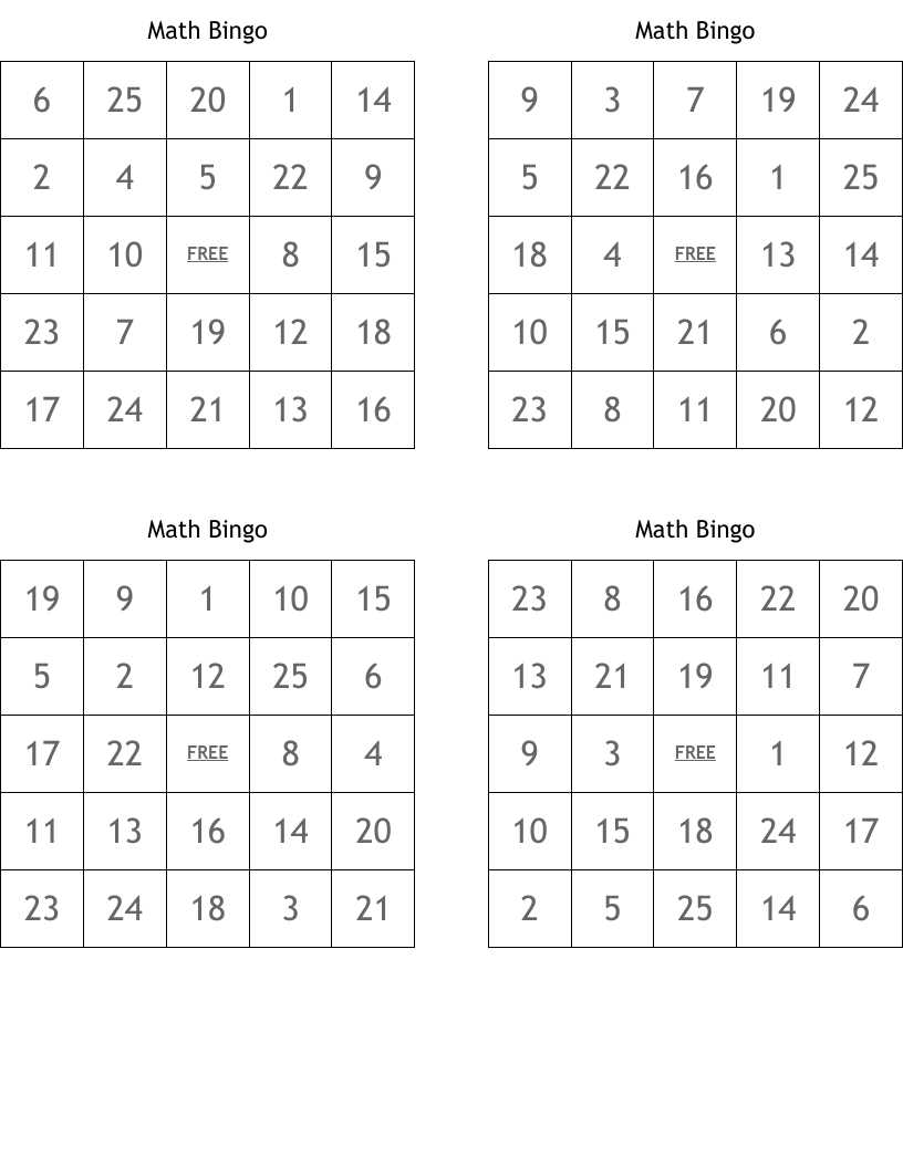 math bingo printable math bingo printable