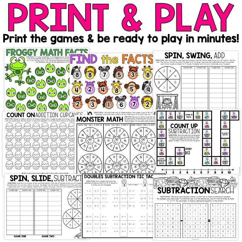 math games for 2nd graders printable
