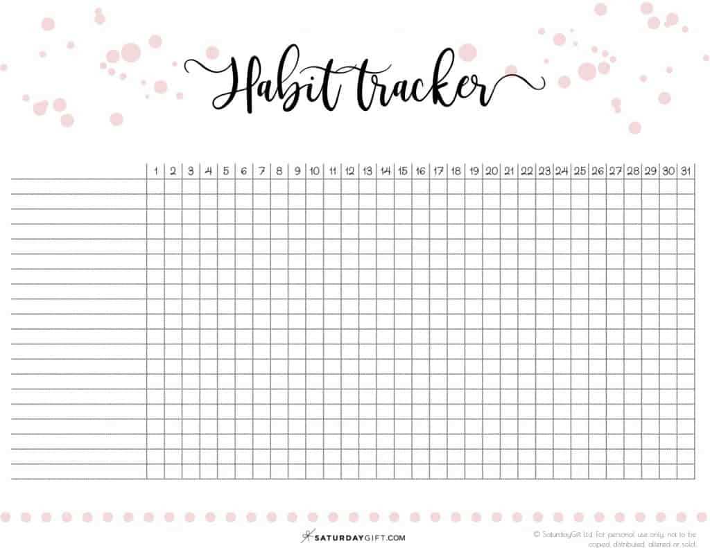monthly habit tracker free printable