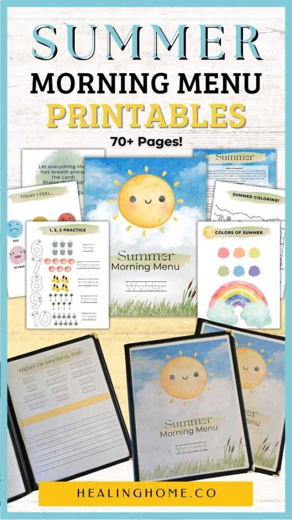 morning menu printables morning menu printables