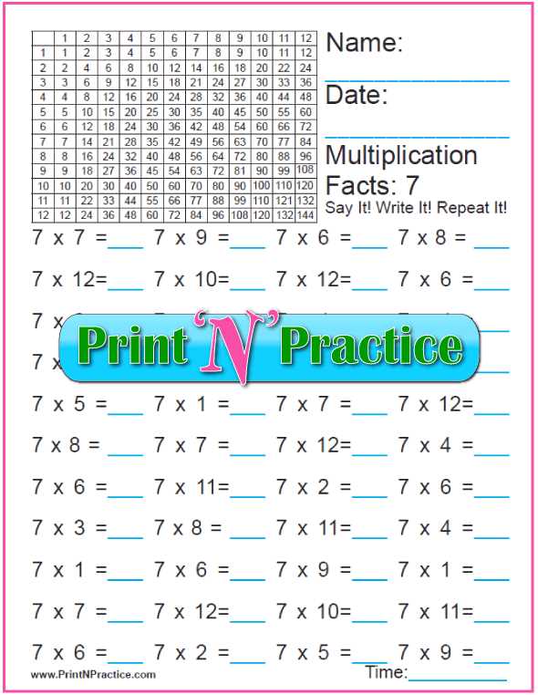 multiplication free printable