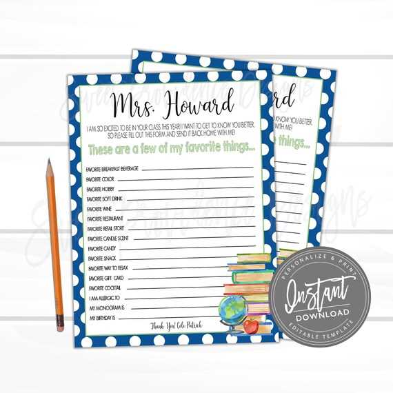 my teachers favorite things printable free