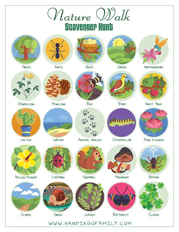 nature walk scavenger hunt free printable