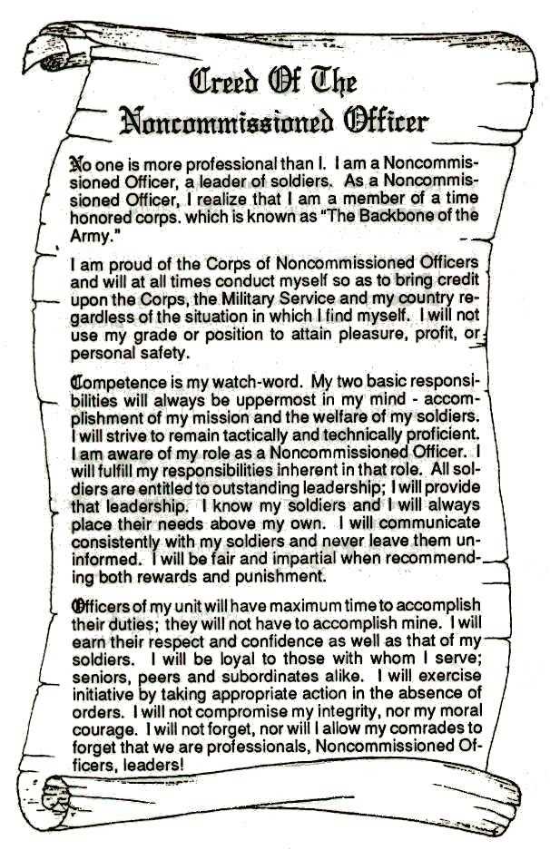 nco creed printable nco creed printable