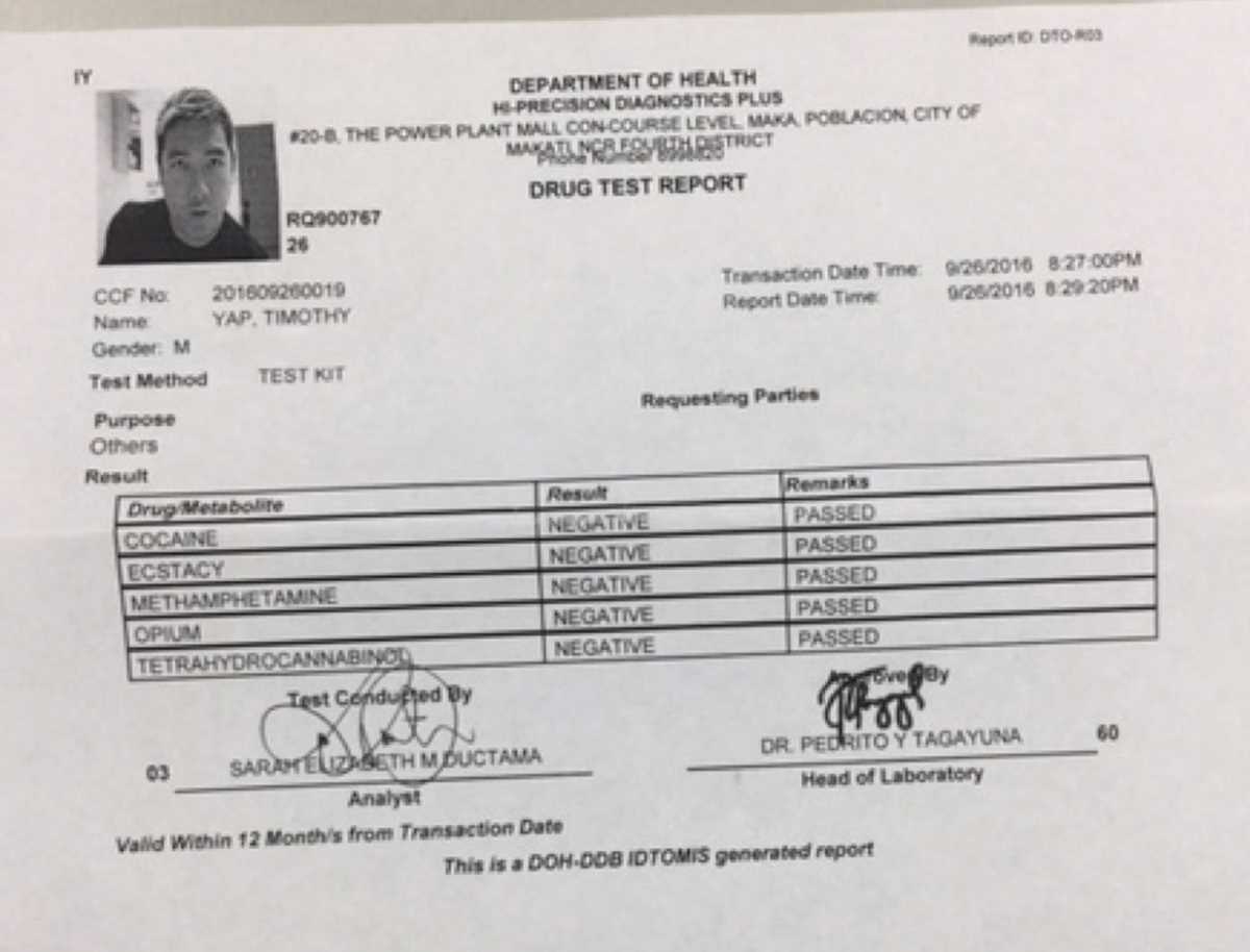 negative printable drug test results form negative printable drug test results form