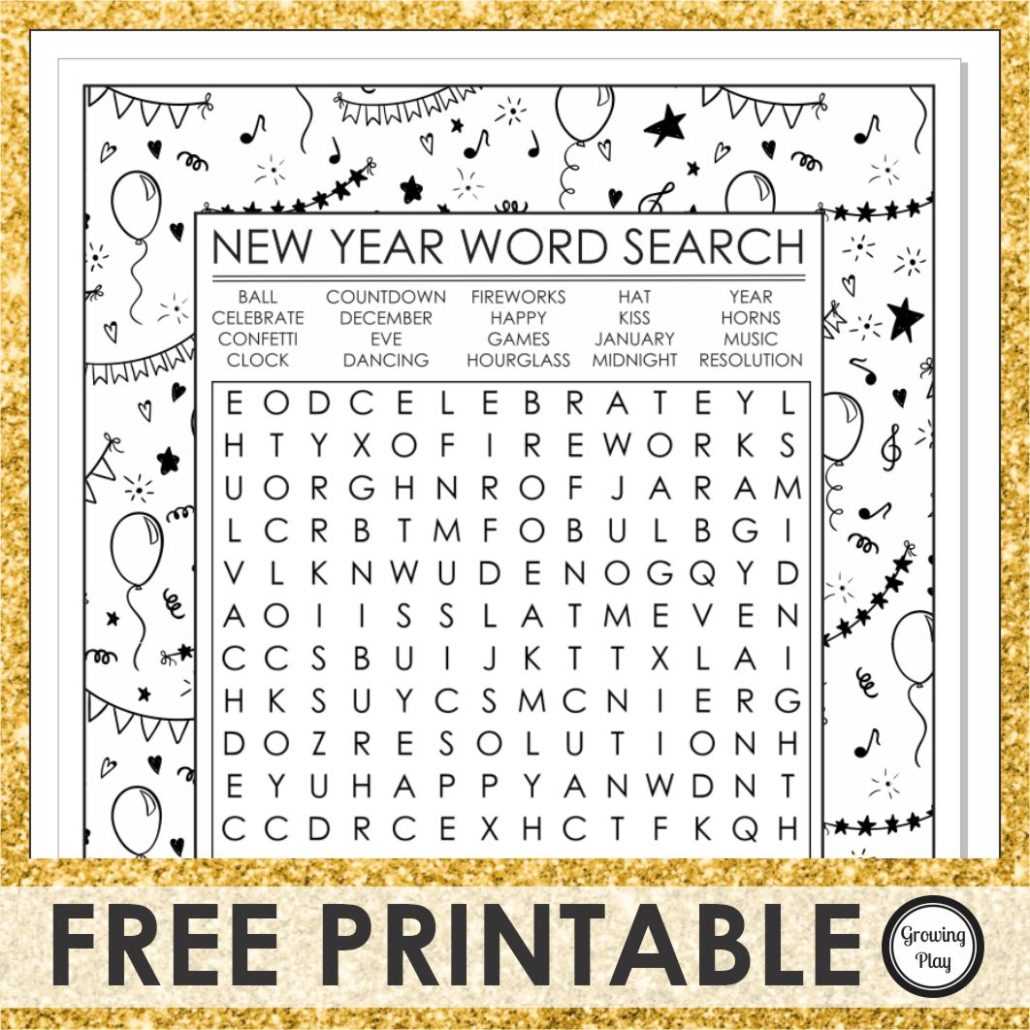 new year word search free printable