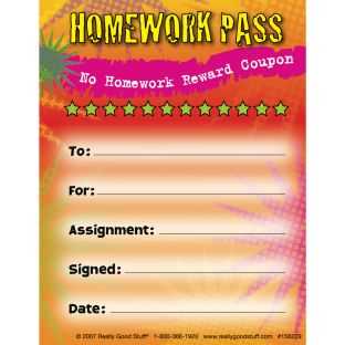 no homework pass free printable