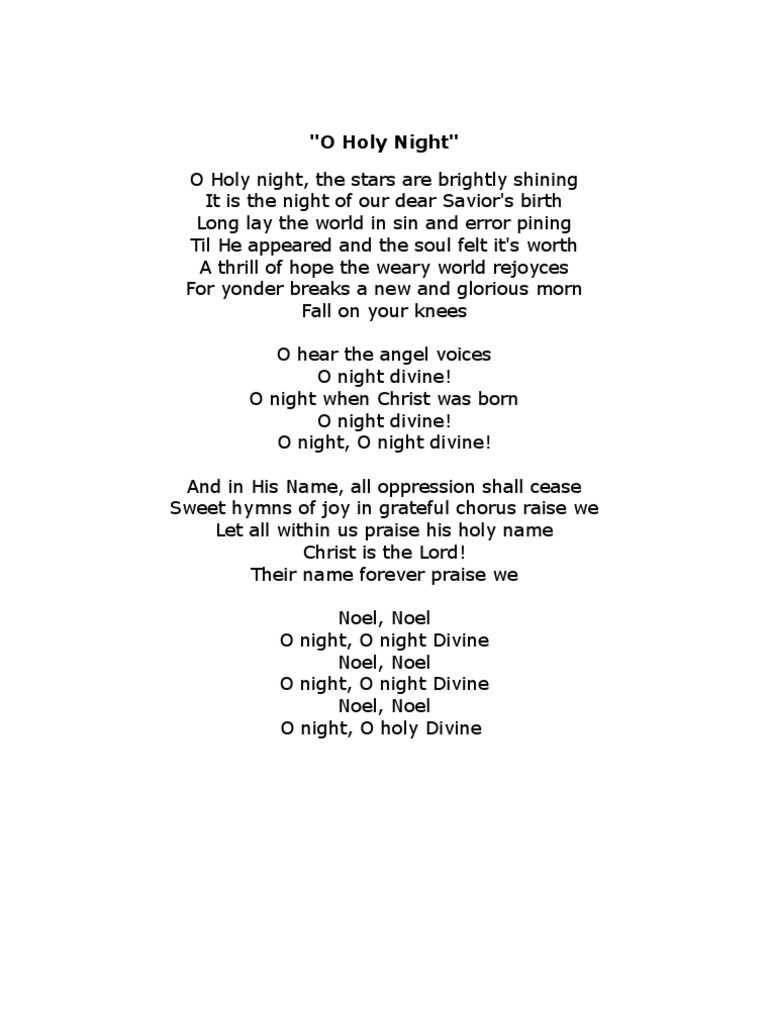 o holy night printable o holy night printable