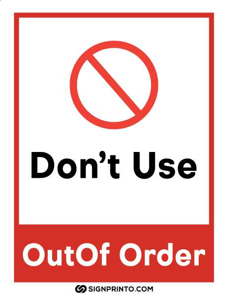 out of order printable sign out of order printable sign