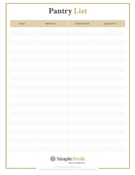 pantry inventory printable