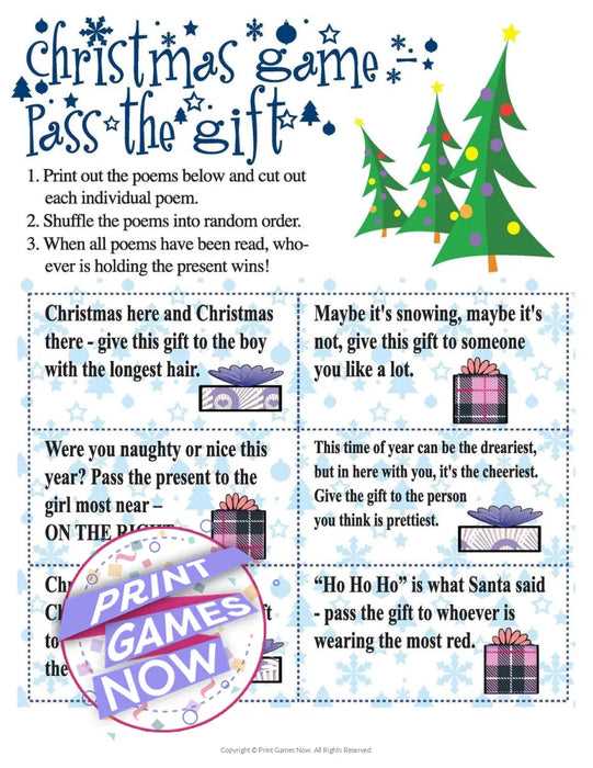 pass the gift game free printable pass the gift game free printable