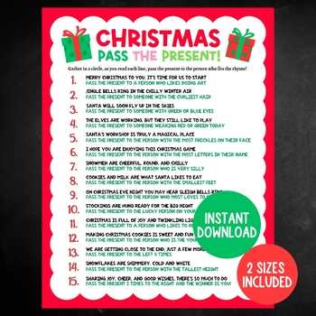 pass the present game printable pass the present game printable