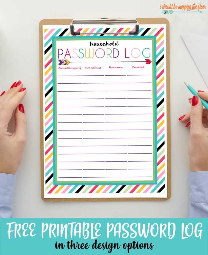 password log free printable password log free printable