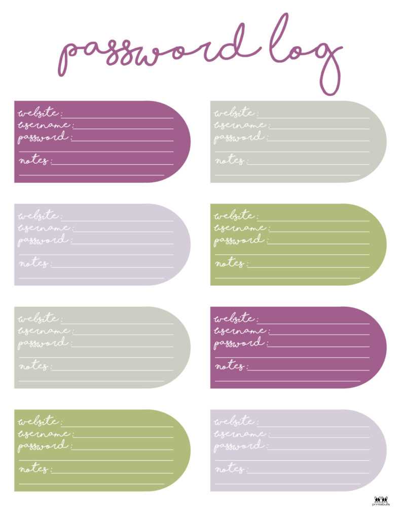 password log free printable password log free printable