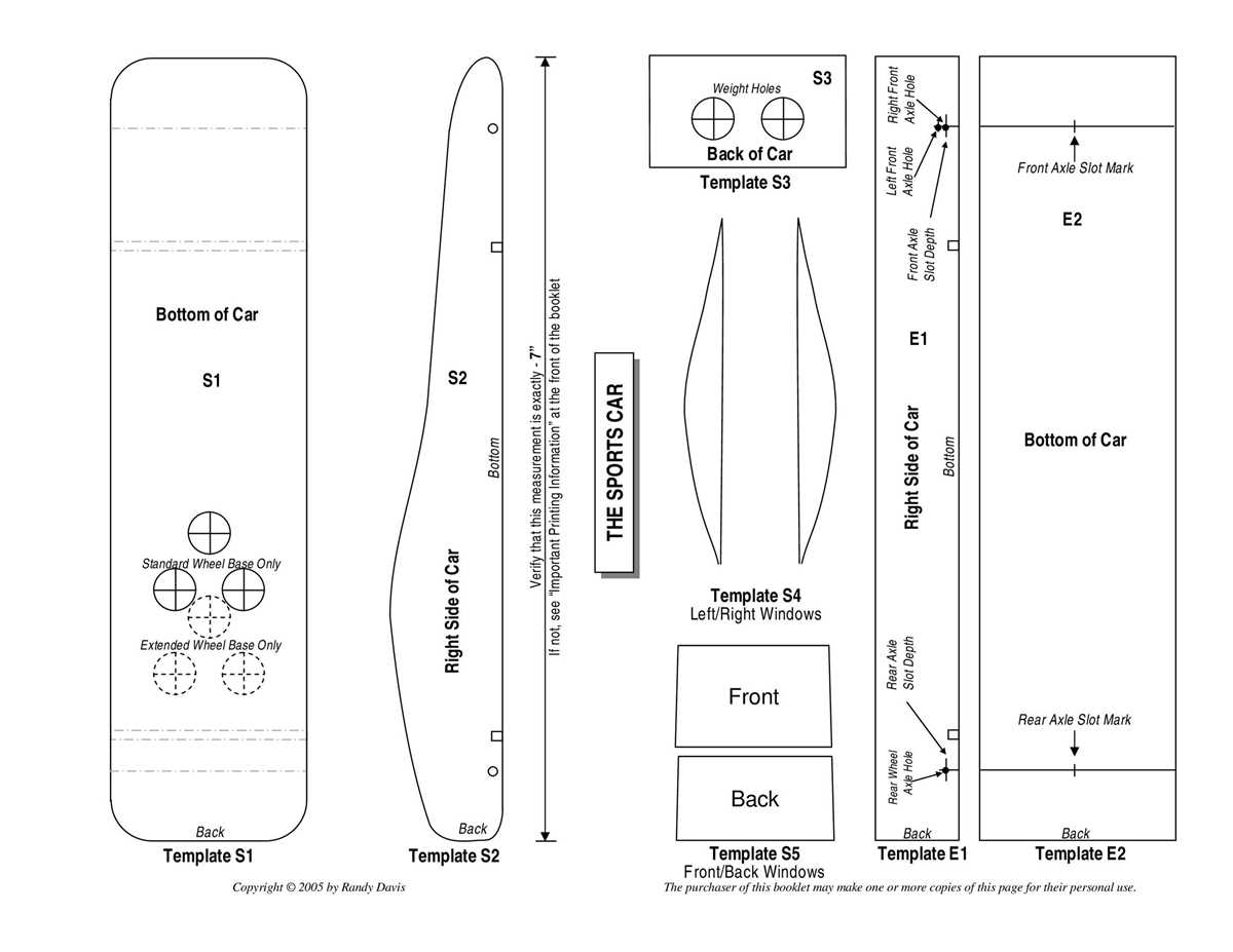 pinewood derby car templates printable