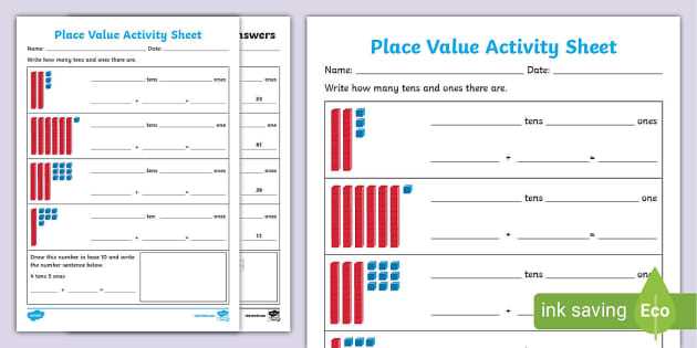 place value printable sheets